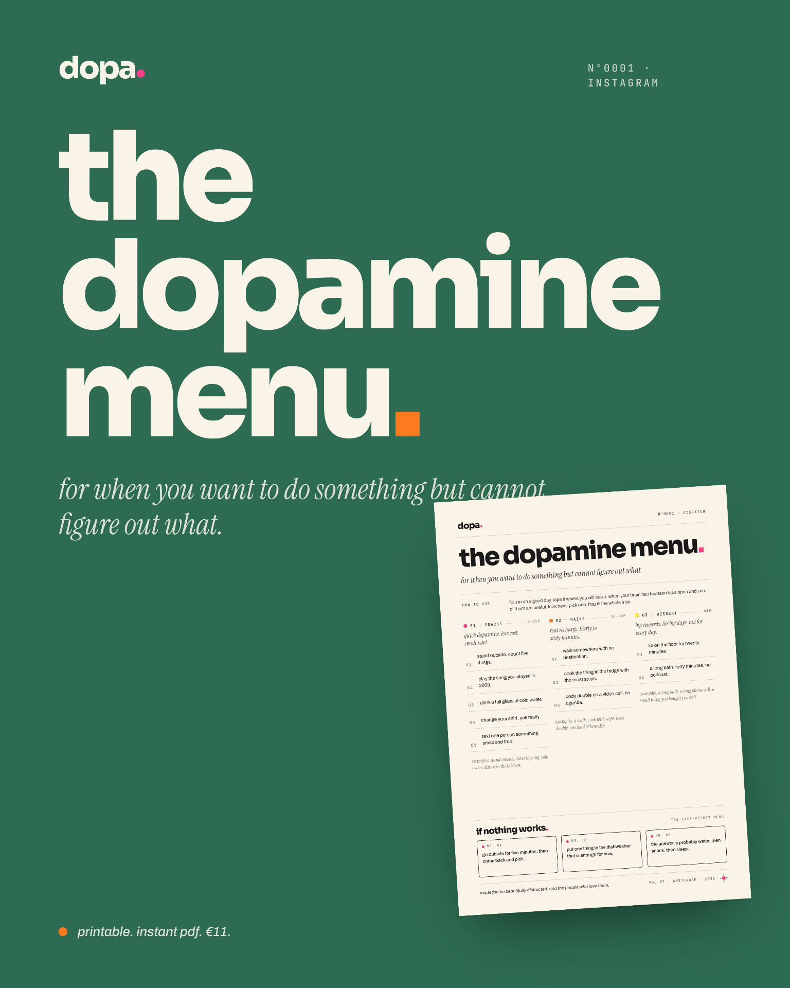 The Dopamine Menu | ADHD digital download No. 0001
