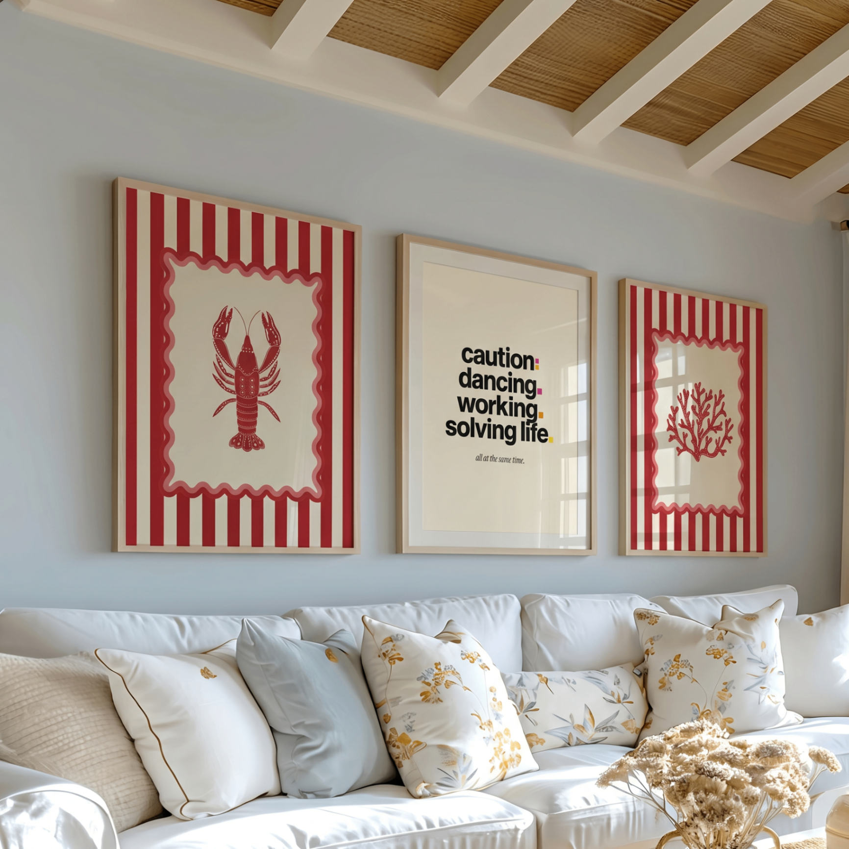 dopa prints in a living room